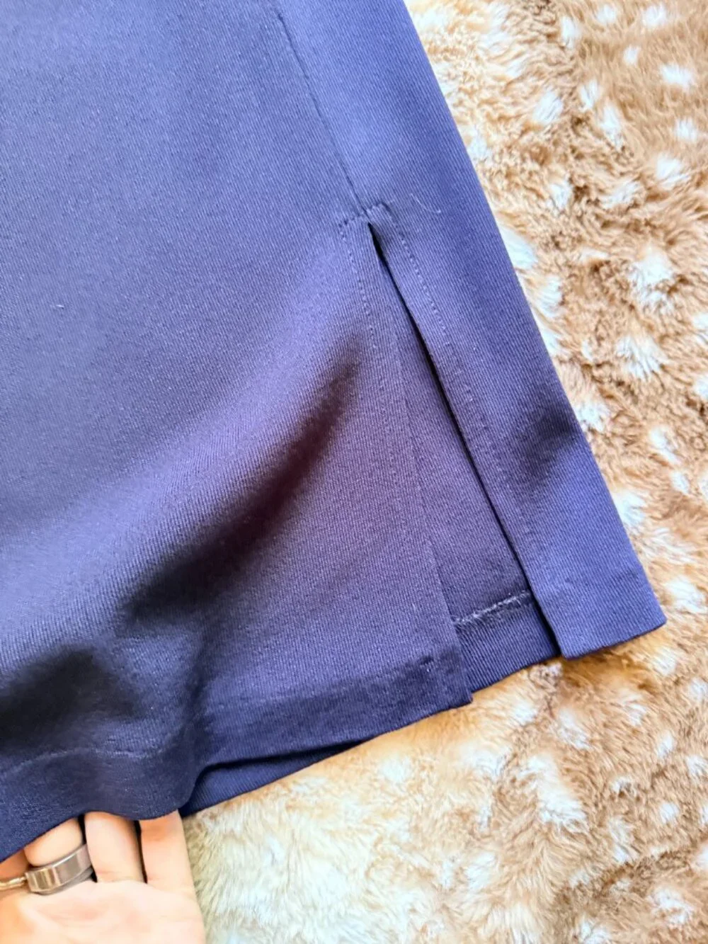 Plus Size 1X Misook Navy Knit Maxi Skirt Side Slit